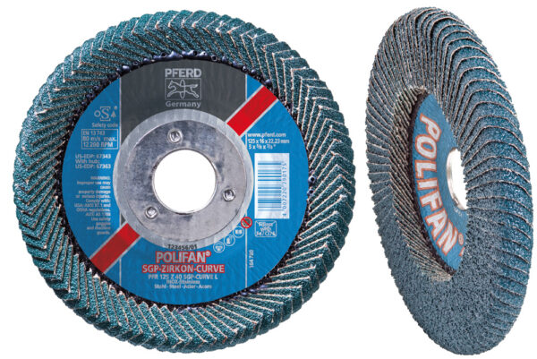 Pferd Polifan SGP Curve M Steelox Flap Disc 5" 125mm 5MM Radius Z40 Grit Double